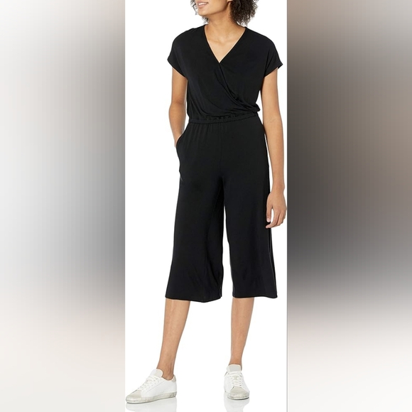 Womens Short-Sleeve Wide-Leg Jumpsuit - AMAZON ESSENTIALS - Picture 1 of 8